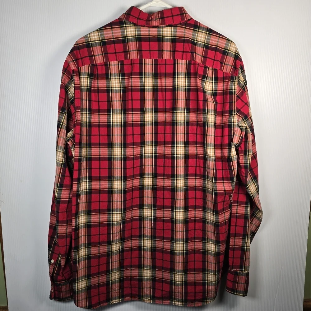 J. Crew Men's Classic Red Tartan Plaid Button Front Shirt Size L Preppy
